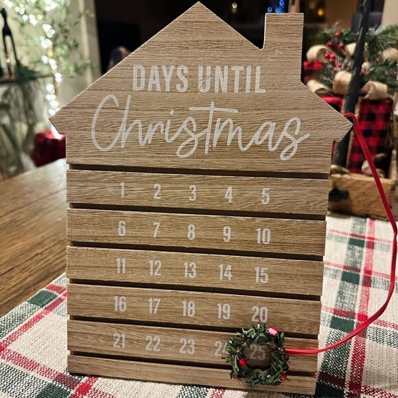 Wooden House Christmas Countdown Shelf or Hanging Decor - Picture 1 of 5